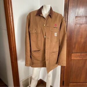 2006 Carhartt Tan Field Jacket with Brown Collar
